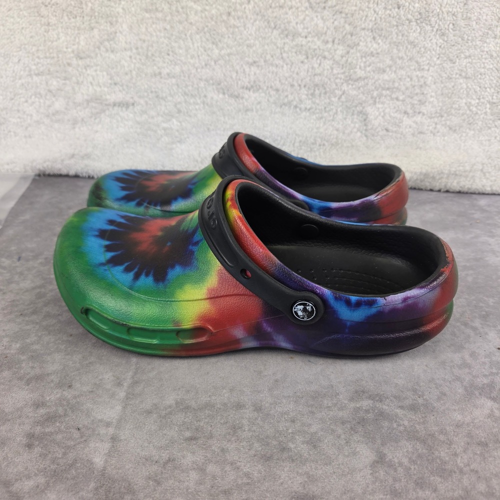 Crocs Bistro Tie Dye Clogs Mens 10 Womens 12 Black Multi Color Work Shoes